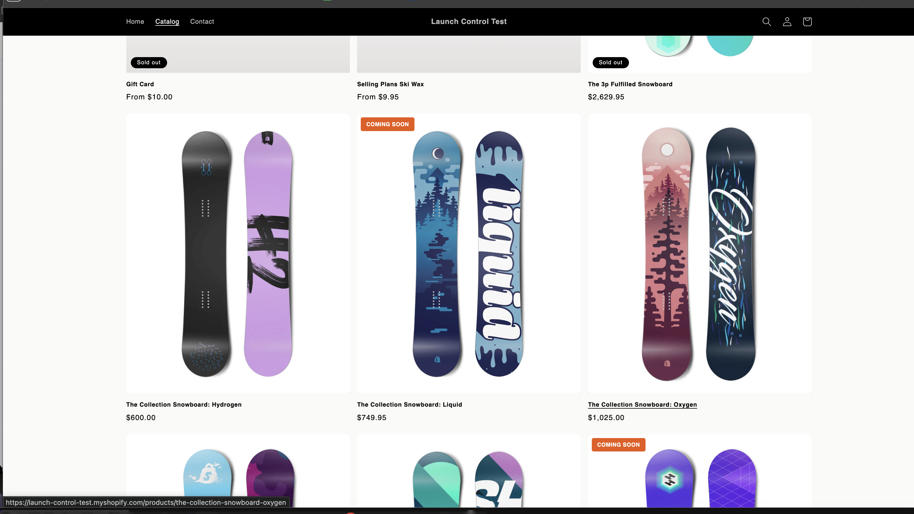 Collection page with Coming Soon products